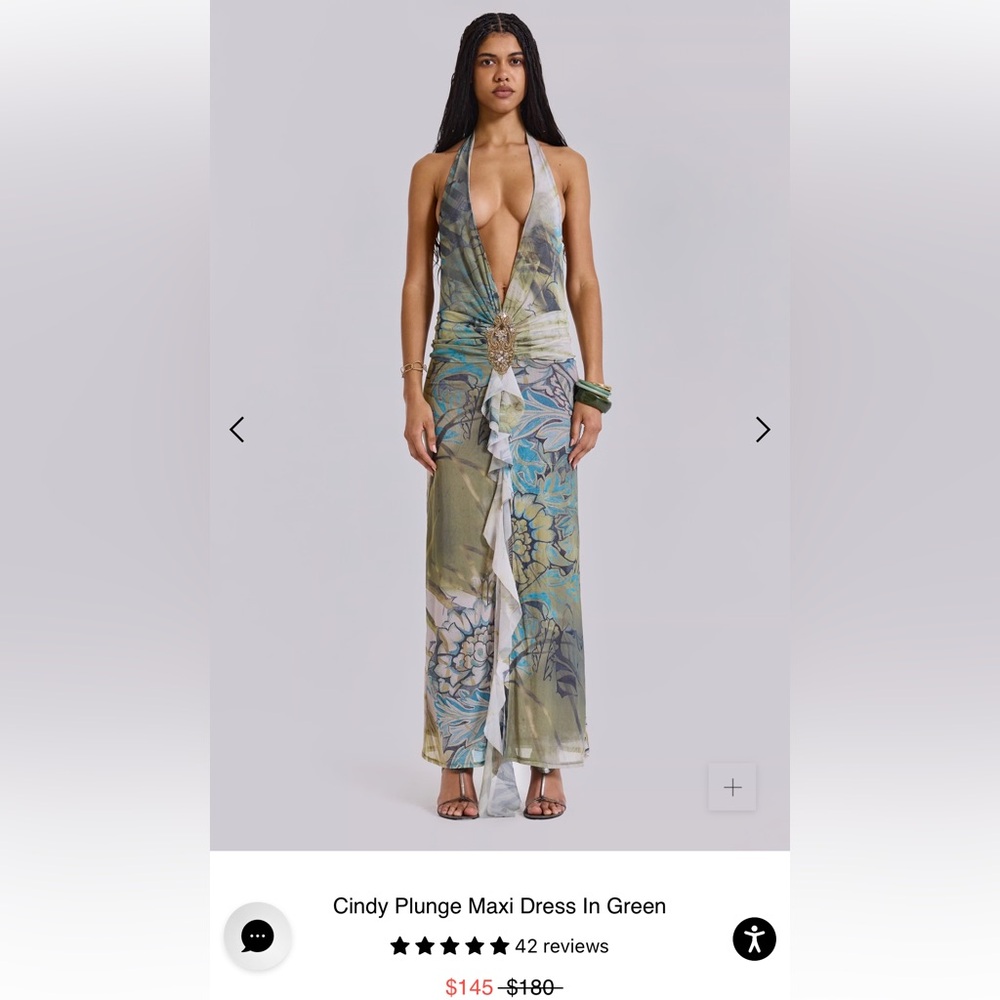 Cindy Plunge Maxi Dress In Green